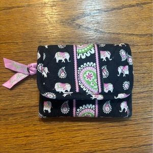 Vera Bradley pink elephant trifold card ID wallet